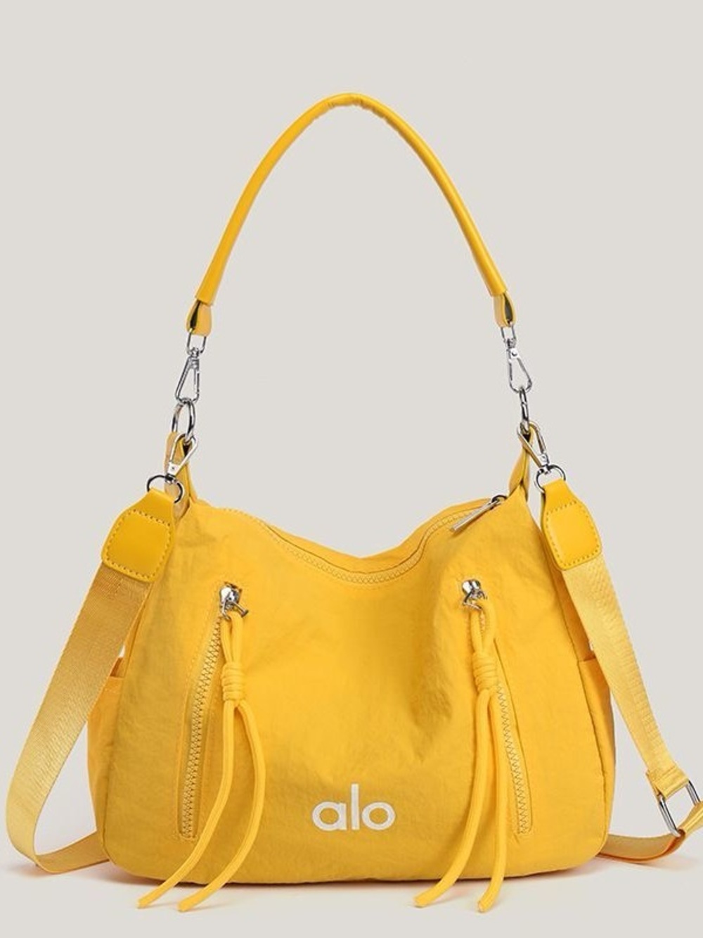 ALO Yoga Bright Yellow Women's Shoulder Bag with Dual Zips